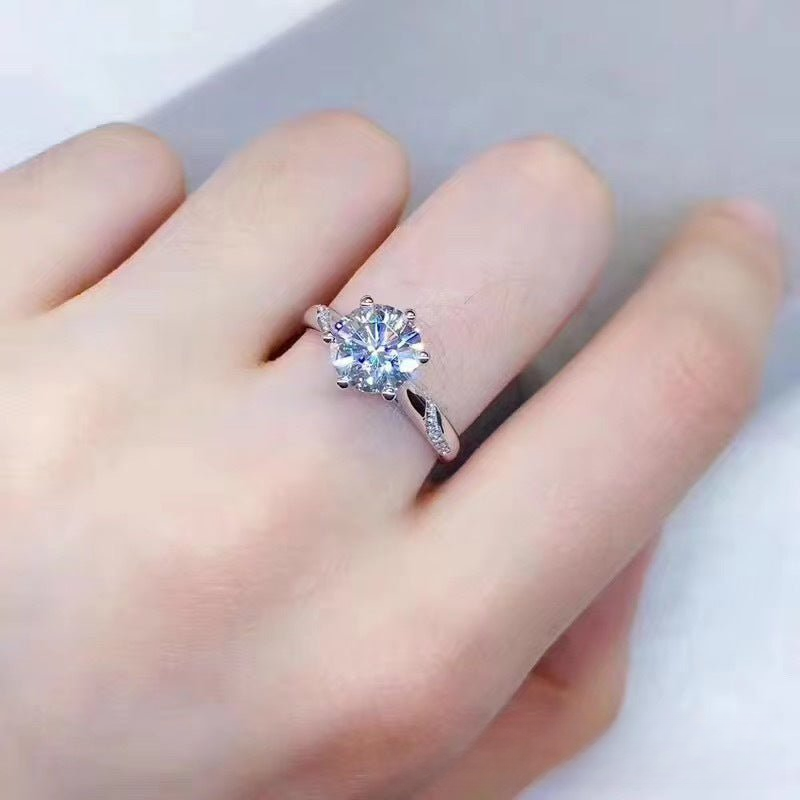 Moissanite Solitaire Engagement Ring, Round Cut Open Adjustable Band, 0.5ct-3ct, Size 9-18