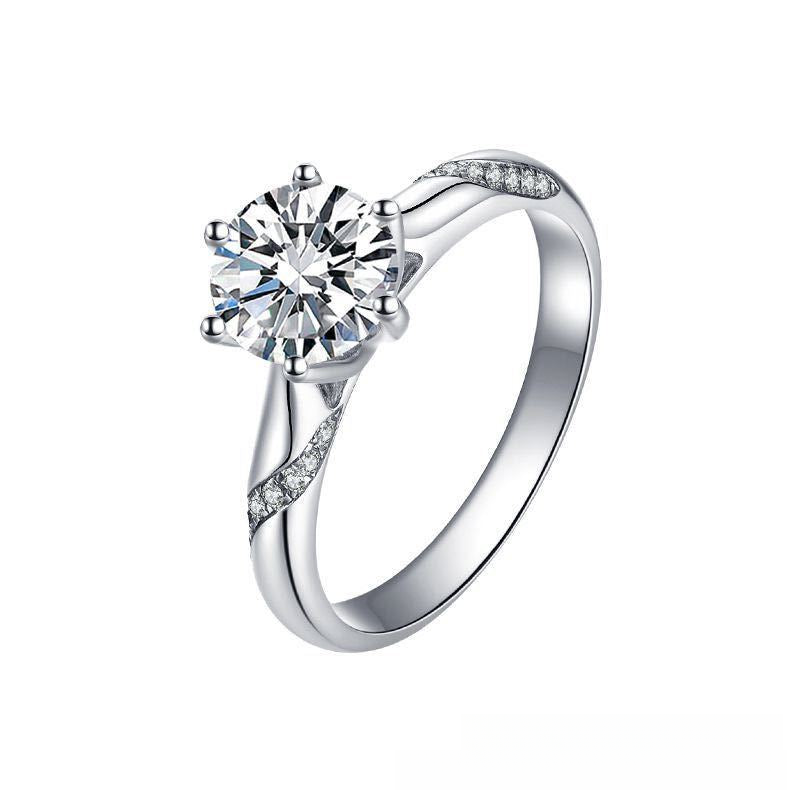 Moissanite Solitaire Engagement Ring, Round Cut Open Adjustable Band, 0.5ct-3ct, Size 9-18