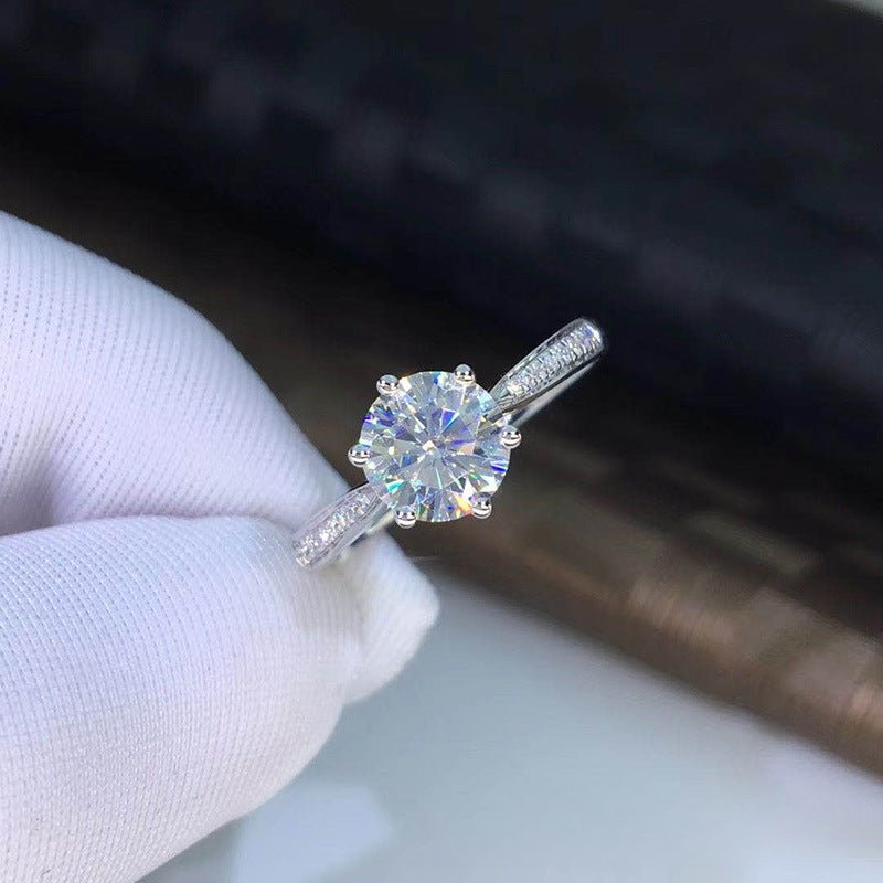 VVS1 Moissanite Ring, Round Solitaire Promise Ring, Adjustable Open Band