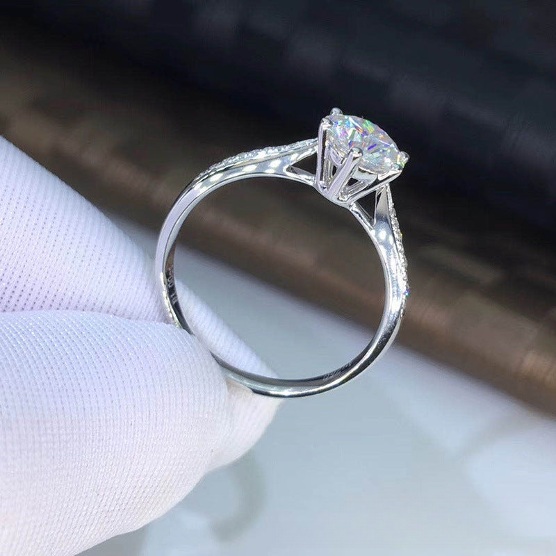 VVS1 Moissanite Ring, Round Solitaire Promise Ring, Adjustable Open Band