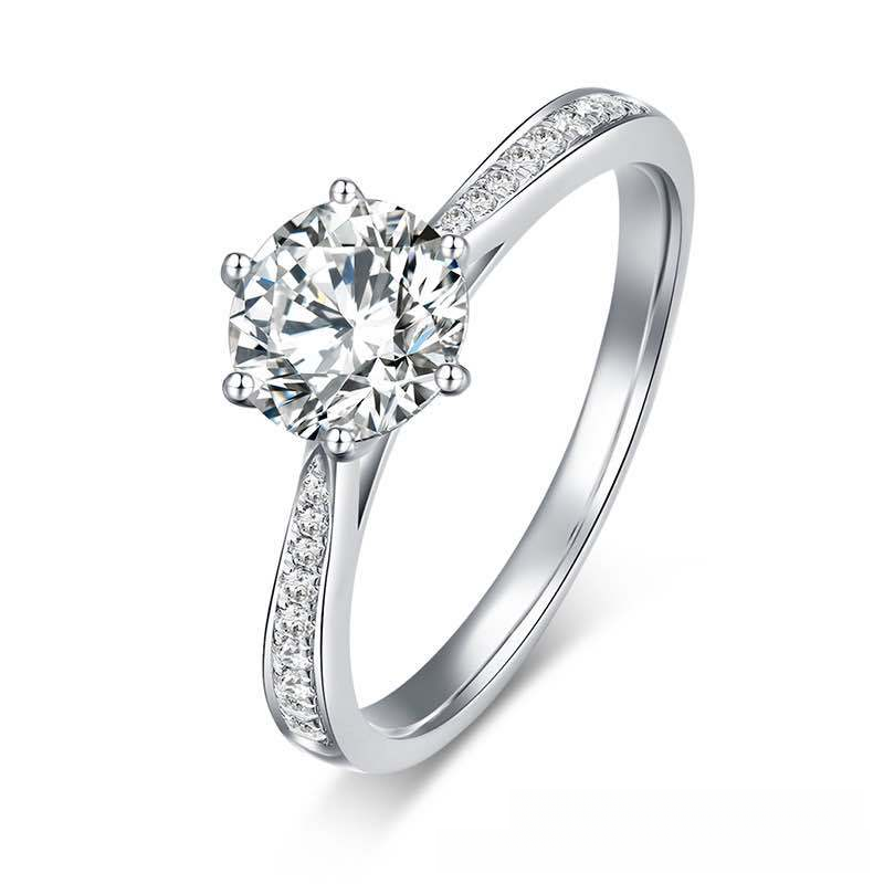 VVS1 Moissanite Ring, Round Solitaire Promise Ring, Adjustable Open Band