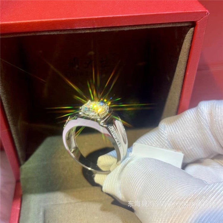 Men's Square Moissanite Statement Ring