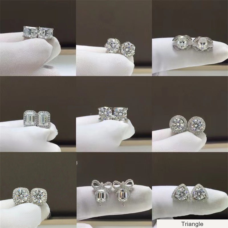 Sparkling Stud Earrings for Women - Radiant, Halo, Bow, Emerald-Cut & Triangle Minimal Earrings