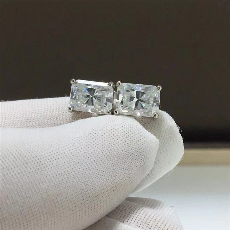 Sparkling Stud Earrings for Women - Radiant, Halo, Bow, Emerald-Cut & Triangle Minimal Earrings