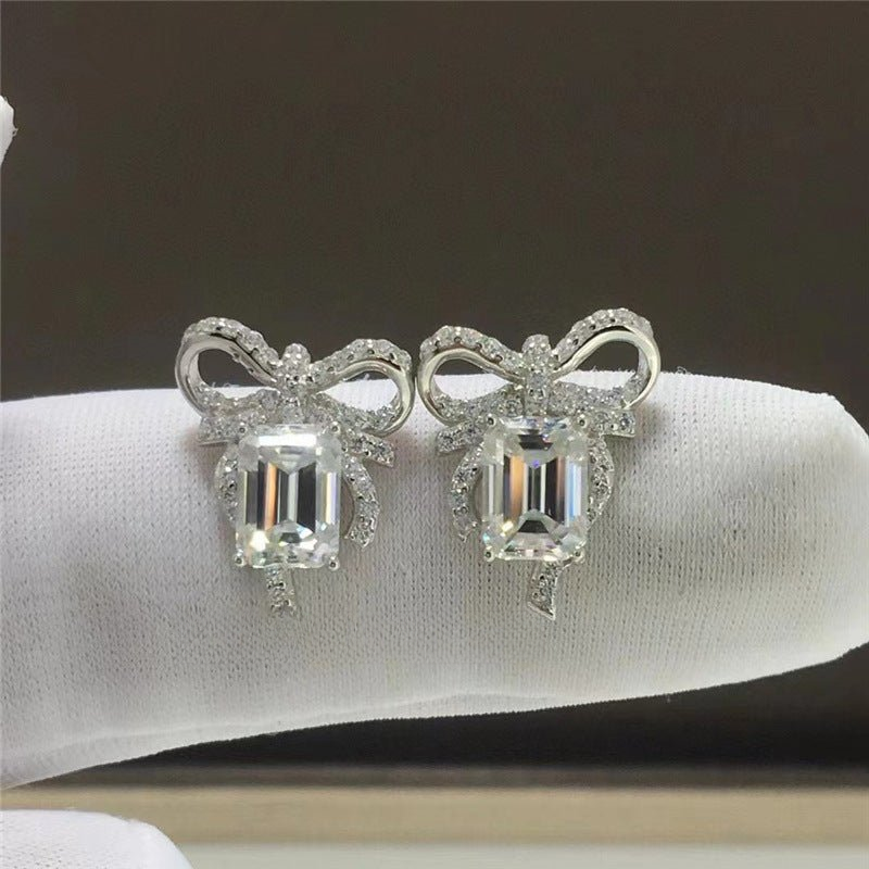 Sparkling Stud Earrings for Women - Radiant, Halo, Bow, Emerald-Cut & Triangle Minimal Earrings
