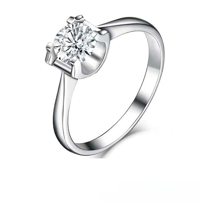Moissanite Solitaire Ring Polished Four-Prong Statement Engagement Style Ring