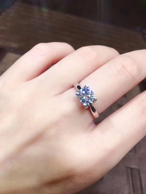 Moissanite Solitaire Ring Polished Four-Prong Statement Engagement Style Ring