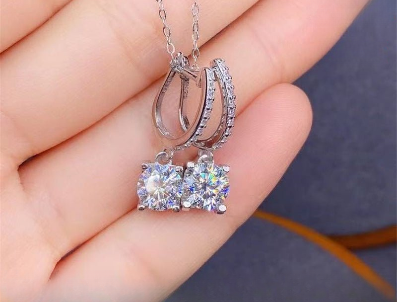 Moissanite Earrings 18k Gold Huggie Drop Earrings, Square-Cut Sparkle Studs