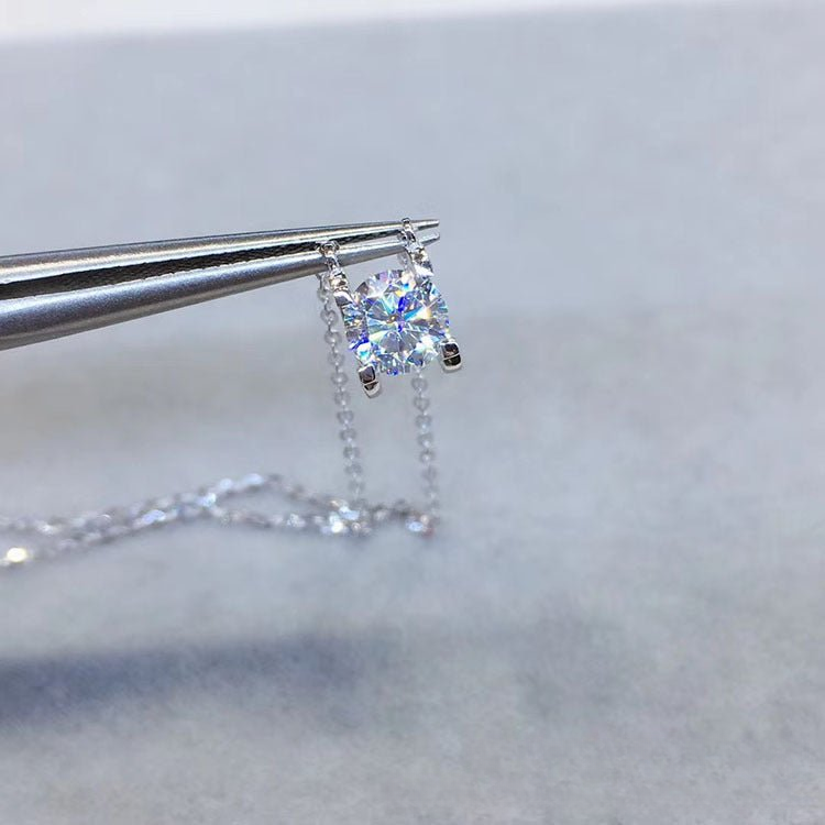 Round Moissanite Solitaire Pendant Necklace
