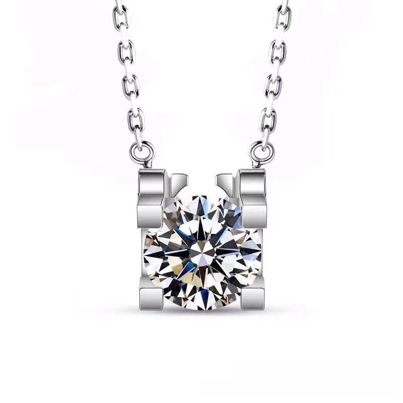 Round Moissanite Solitaire Pendant Necklace