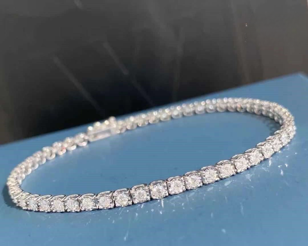 VVS1 Moissanite Tennis Bracelet for Women, Full Stone Sparkle Bracelet, D-Color Look