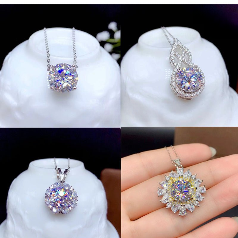 5 Carat Moissanite Pendant Necklace, VVS1 925 Silver Sparkle Pendant