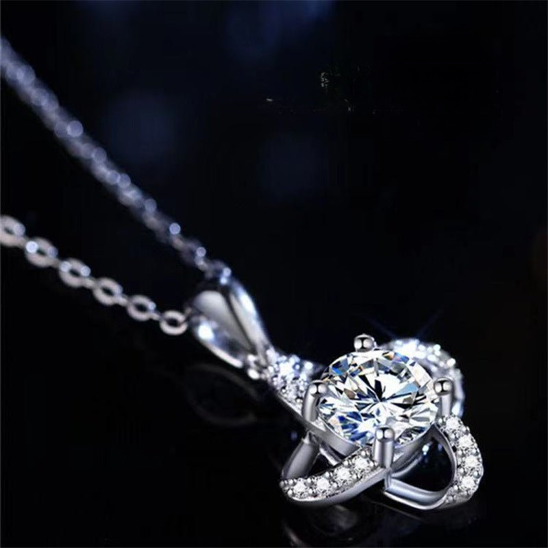 Moissanite Four-Leaf Clover Pendant Necklace, Sparkling Lucky Charm Chain