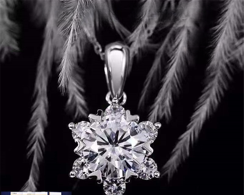 Snowflake Moissanite Pendant Necklace, D Color VVS1, 0.5-2 ct