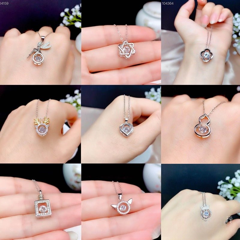 18K Gold Moissanite Pendant Necklace, Dainty Charm Shapes for Daily Wear