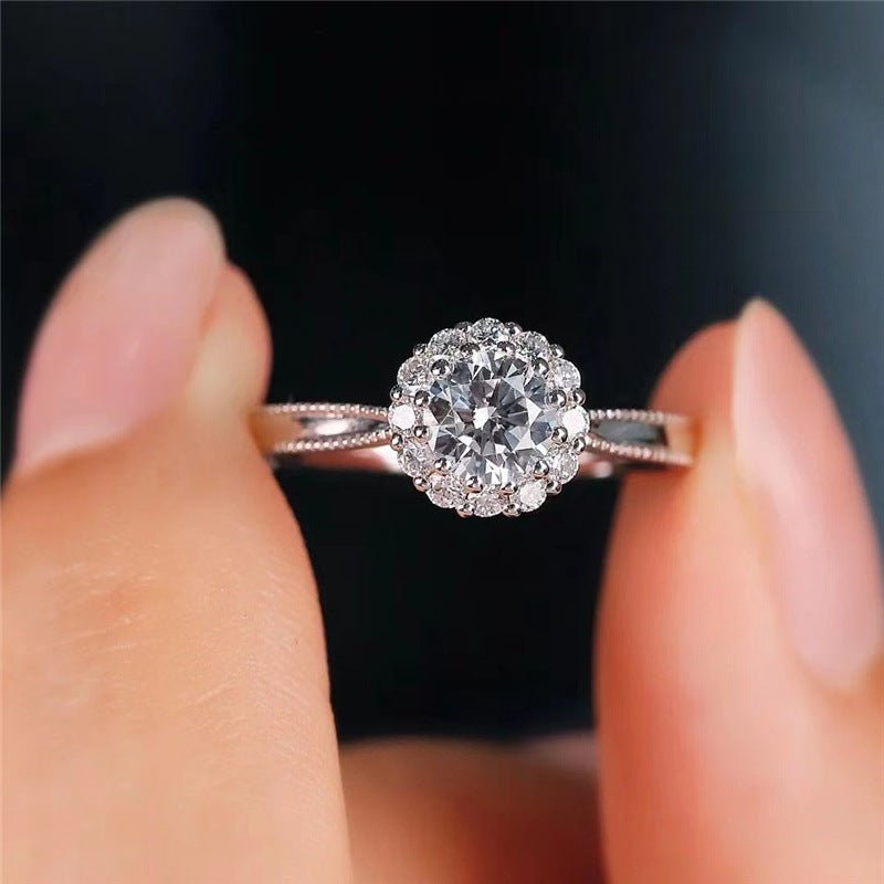 1 Carat Moissanite Halo Ring, Adjustable Open Band, Sizes 8-19