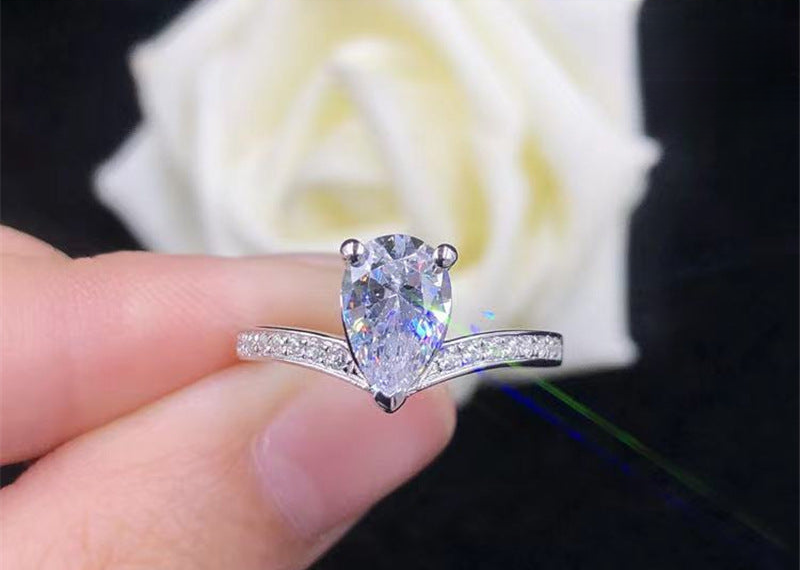 1 Carat Pear Cut Moissanite Ring, Adjustable Promise Engagement Ring for Women