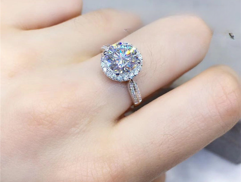 1 Carat Round Moissanite Halo Ring for Women, Adjustable Open Band